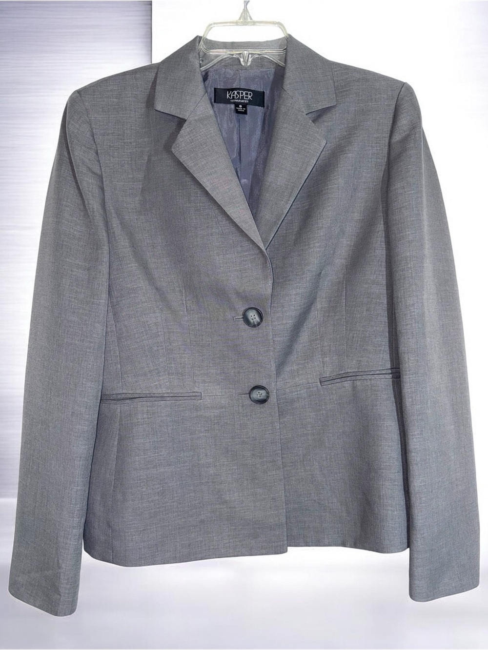 Kasper Women's Gray Two-Button Tailored Blazer size 8